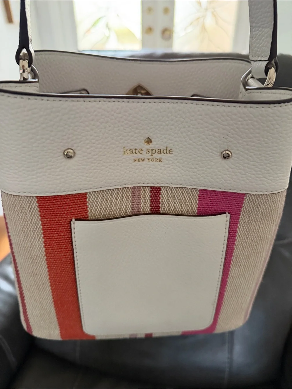 Kate Spade New York Marti White Leather Mini Bucket Bag